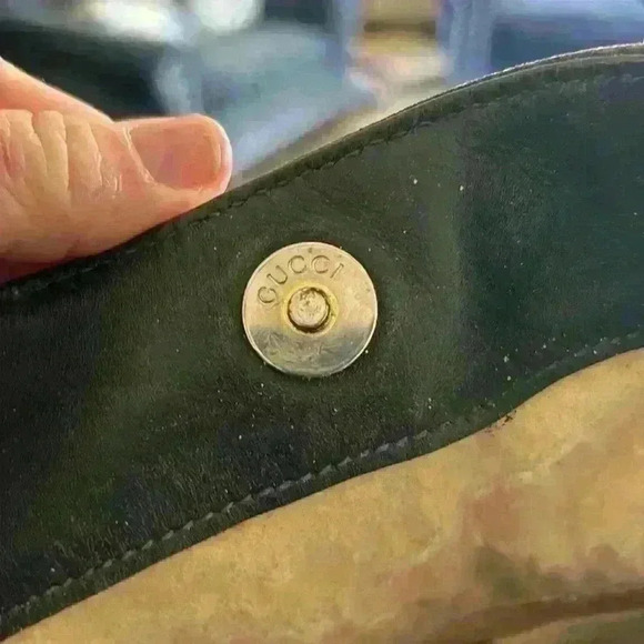 GUCCI Bamboo Hand Bag Suede Green 100% authentic peeling removed - Picture 15 of 17